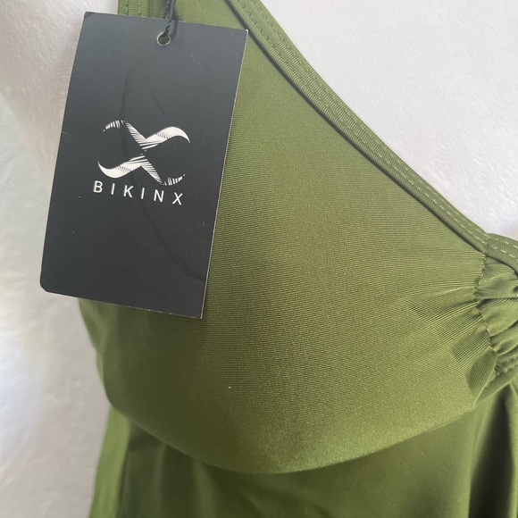 NWT Two Piece Tankini Bathing Suit Adjustable Straps Boy shorts Olive Green Md - Picture 5 of 12